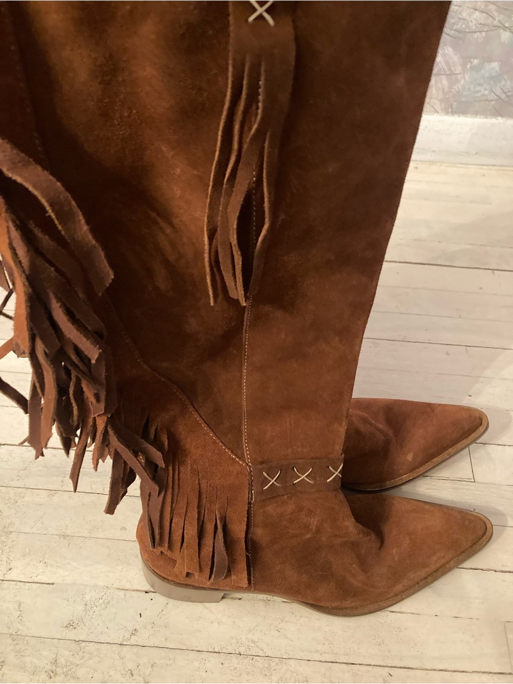 Women’s Brown Leather Mid-Heel Boots - Picture 4 of 14